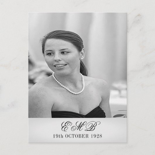 90e verjaardag Elegant Foto Monogram Birthday Briefkaart (Voorkant)