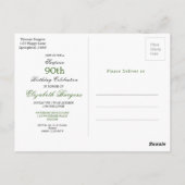 90e verjaardag Elegant Foto Monogram Birthday Briefkaart (Achterkant)