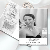 90e verjaardag Elegant Foto Monogram Birthday Briefkaart