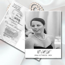 90e verjaardag Elegant Foto Monogram Birthday Briefkaart