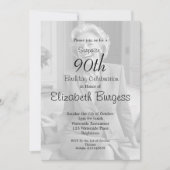 90e verjaardag Elegant Foto Monogram Birthday Kaart (Voorkant)
