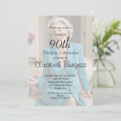 90e verjaardag Elegant Foto Monogram Birthday Kaart (Staand voorkant)