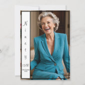 90e verjaardag Elegant Foto Monogram Birthday Kaart (Achterkant)