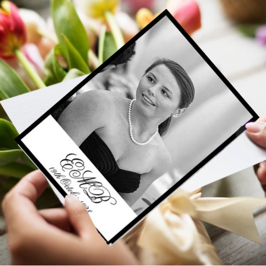 90e verjaardag Elegant Foto Monogram Birthday Kaart