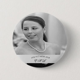 90e verjaardag Elegant Foto Monogram Birthday Ronde Button 5,7 Cm