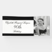 90e verjaardag Elegant foto Personal Black White Spandoek (Horizontaal)