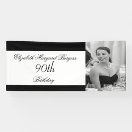 90e verjaardag Elegant foto Personal Black White Spandoek