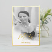 90e verjaardag Elegant Monogram Foto geboortedag Folie Uitnodiging (Staand Voorkant)