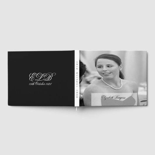 90e verjaardag Elegant Personal Monogram Birthday Gastenboek (Volledig)