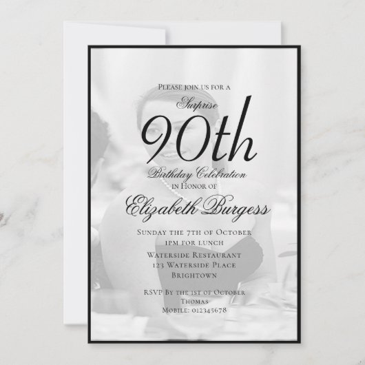 90e verjaardag Elegant Single Photo Birthday Kaart (Voorkant)