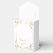 90e verjaardag Elegant White Gold Framed Script Bedankdoosjes (Geopend)