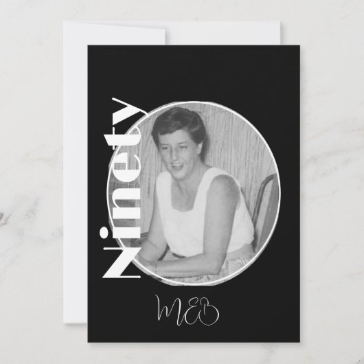 90e verjaardag Elegante foto uitnodiging (Voorkant)