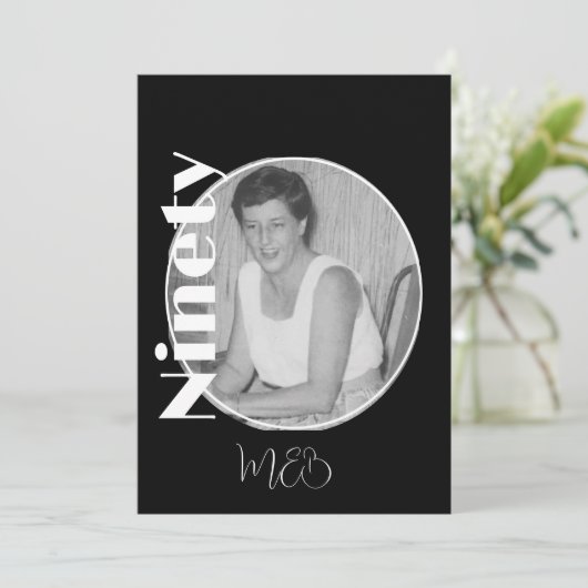 90e verjaardag Elegante foto uitnodiging (Staand voorkant)