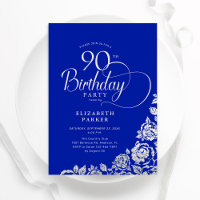 90e verjaardag Elegante Royal Blue Silver Rozen
