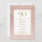 90e verjaardag Elegante roze gouden glitters Kaart (Voorkant)