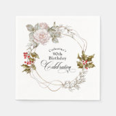 90e verjaardag Elegante vrouwelijke bloem december Servet (Voorkant)