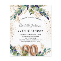 90e verjaardag eucalyptus budget uitnodiging