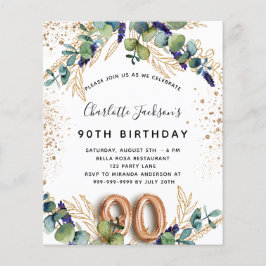 90e verjaardag - eucalyptusbegrotingsuitnodiging flyer