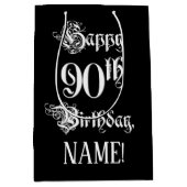 90e verjaardag: Fancy, elegant script + aangepaste Medium Cadeauzakje (Voorkant)