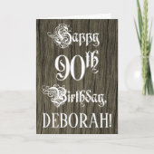 90e verjaardag: Fancy, elegante tekst; Faux Hood K Kaart (Voorkant)