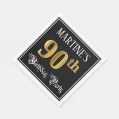 90e verjaardag — Fancy script, Faux Gold look Servet (Hoek)