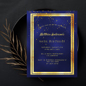 90e verjaardag feest: blauwe gouden gouden glimmen briefkaart