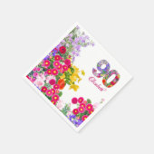 90e Verjaardag Feest Bloemen Modern 90 jaar Servet (Hoek)