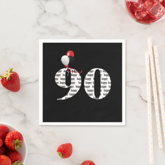 90e verjaardag feestballonnen servet (Insitu)