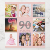 90e verjaardag feestje roos gouden naam foto foto wijn etiket (Enkel label)