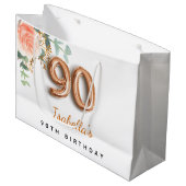 90e verjaardag floraal roos goud eucalyptusverjaar groot cadeauzakje (Voorkant Gekanteld)