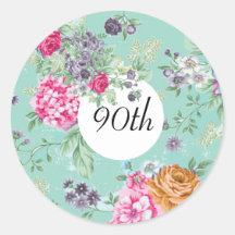 90e verjaardag Floral Birthday Blue