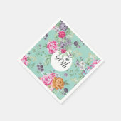90e verjaardag Floral Birthday Blue Servet (Hoek)