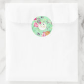 90e verjaardag Floral Birthday Green Gold Ronde Sticker (Tas)