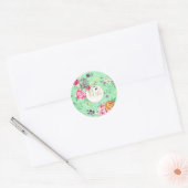 90e verjaardag Floral Birthday Green Gold Ronde Sticker (Envelop)