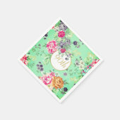 90e verjaardag Floral Birthday Green Gold Servet (Hoek)
