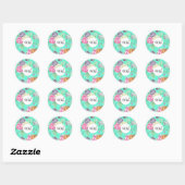 90e verjaardag Floral Birthday Green Ronde Sticker (Vel)