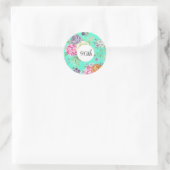 90e verjaardag Floral Birthday Green Ronde Sticker (Tas)