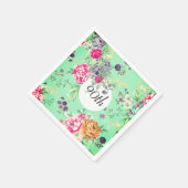90e verjaardag Floral Birthday Green Servet (Hoek)