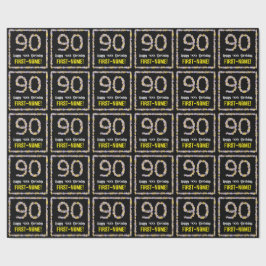 90e verjaardag: Floral Flowers Number, Custom Name Cadeaupapier