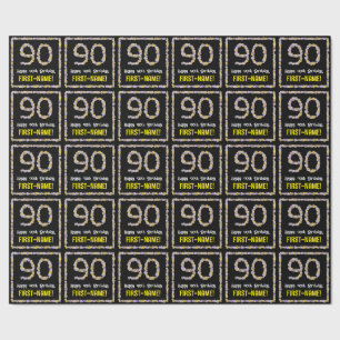 90e verjaardag: Floral Flowers Number, Custom Name Cadeaupapier