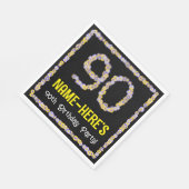 90e verjaardag: Floral Flowers Number, Custom Name Servet (Hoek)