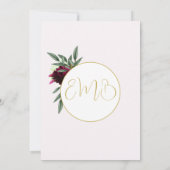 90E verjaardag Floral Gold Monogram Elegant Kaart (Achterkant)