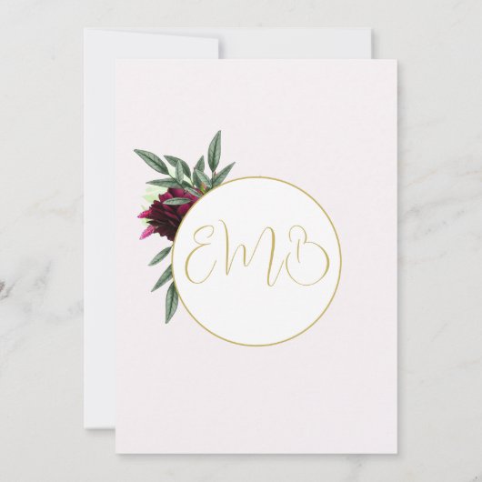 90E verjaardag Floral Gold Monogram Elegant Kaart (Achterkant)