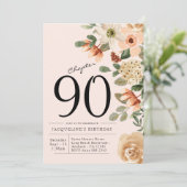 90e verjaardag Floral Kaart (Staand voorkant)