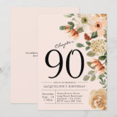 90e verjaardag Floral Kaart (Voorkant / Achterkant)