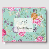 90e verjaardag Floral Personal Monogram Birthday Gastenboek (Voorkant)