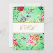 90e verjaardag Floral Roos Gold Monogram Birthday Kaart (Achterkant)