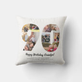 90e verjaardag foto collage met aangepaste tekst kussen (Achterkant)