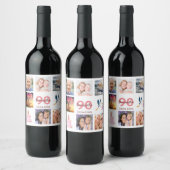 90e verjaardag foto collage naam wijn etiket (Flessen)