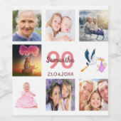 90e verjaardag foto collage naam wijn etiket (Enkel label)